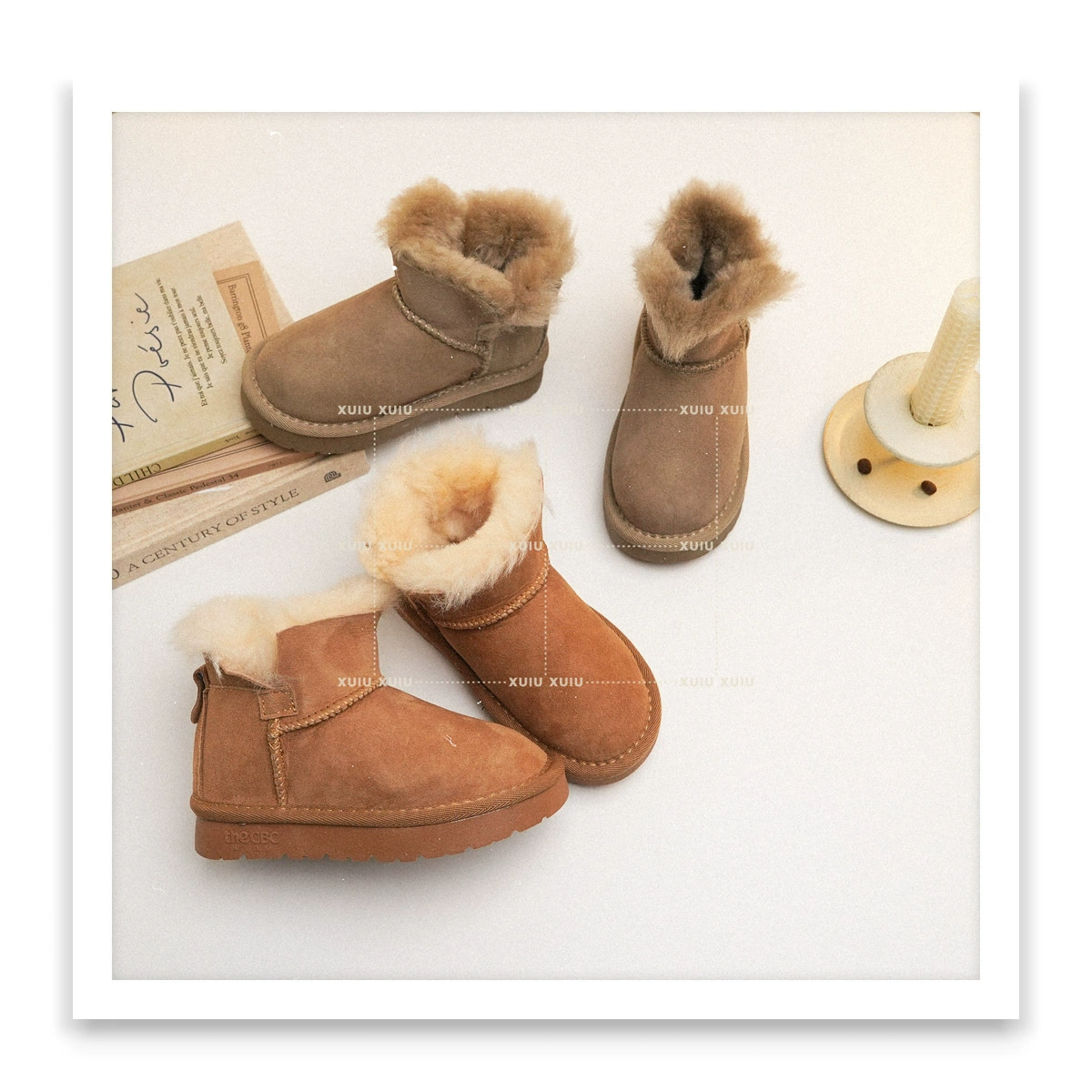 XSHX Kinder Schneestiefel, Unisex, Winter, Schafsfell, Schlupf, Leder, Wenzhou Schuhe · MOHE China shoe factory