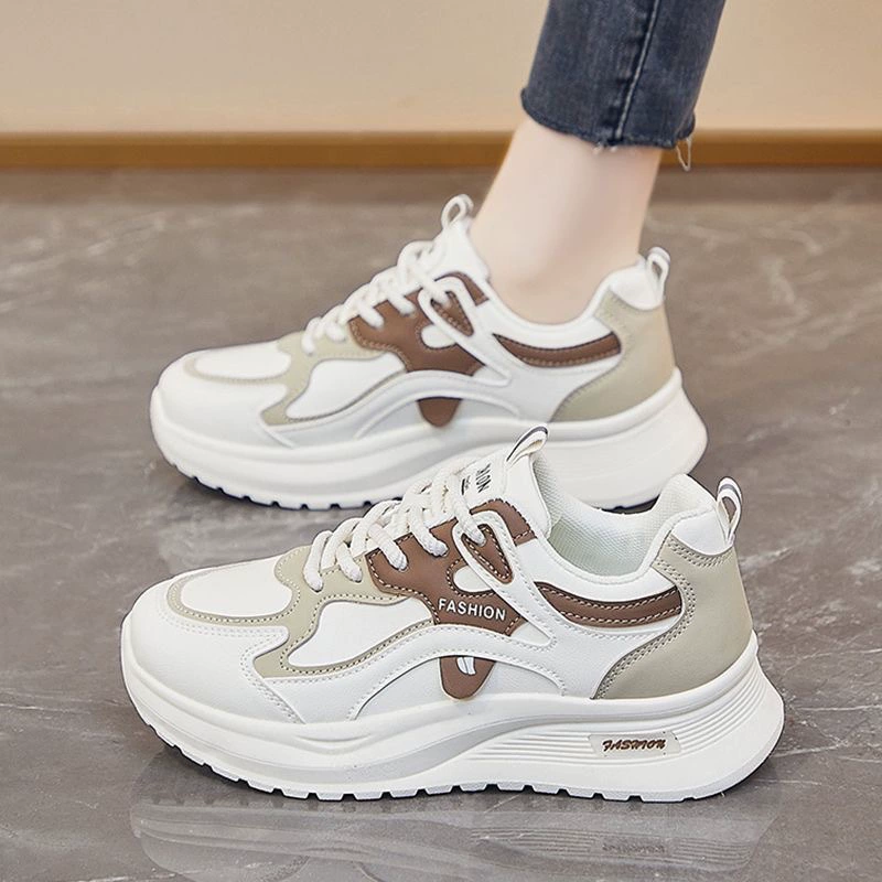 Sneakers chunky femme printemps, semelle épaisse coréenne semelle souple blanches décontractées · MOHE China shoe factory
