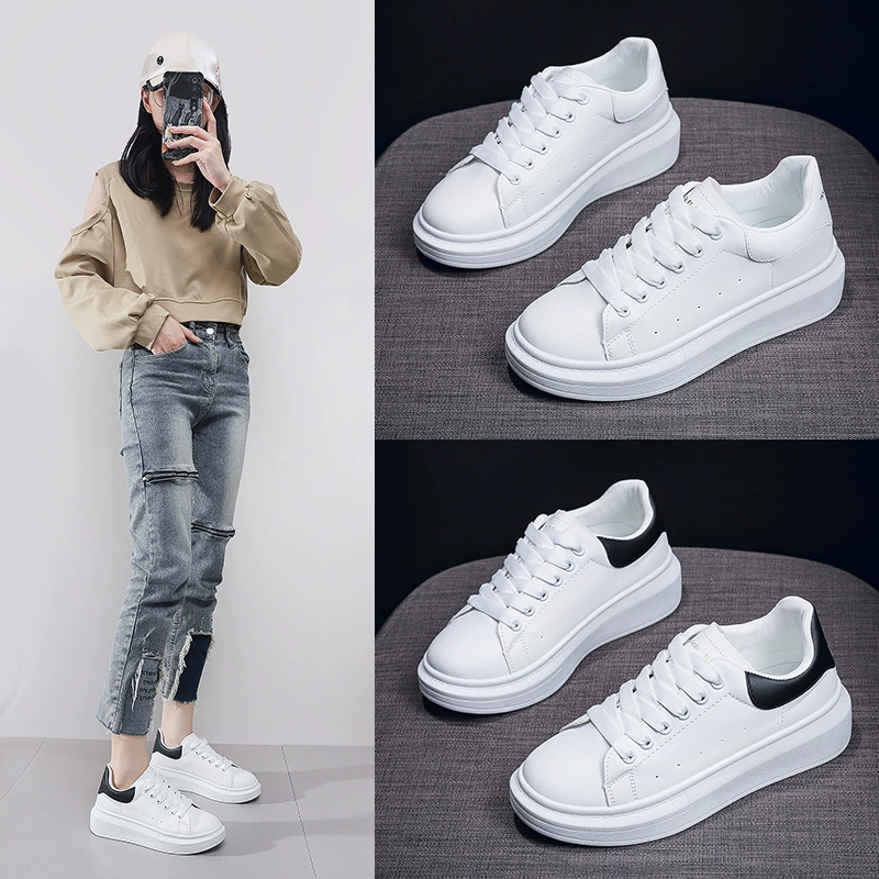 Chaussures de sport blanches femme couple style coréen 2024 printemps automne, semelle épaisse, plateforme · MOHE China shoe factory