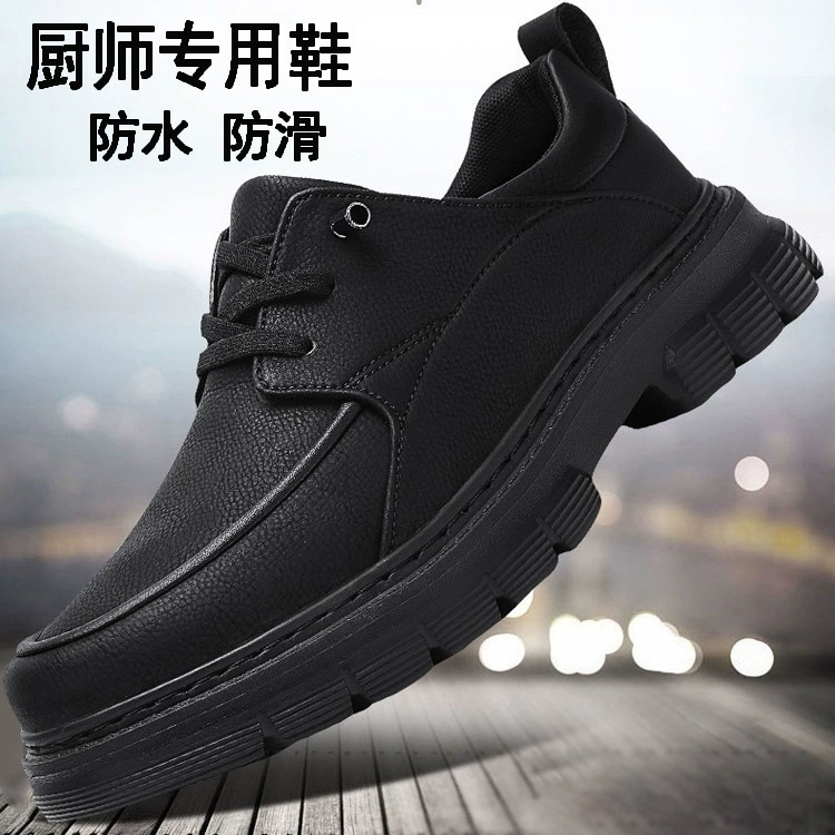 Chaussures de cuisine neuves antidérapantes imperméables résistantes huile, chaussures travail homme noires anti-odeurs