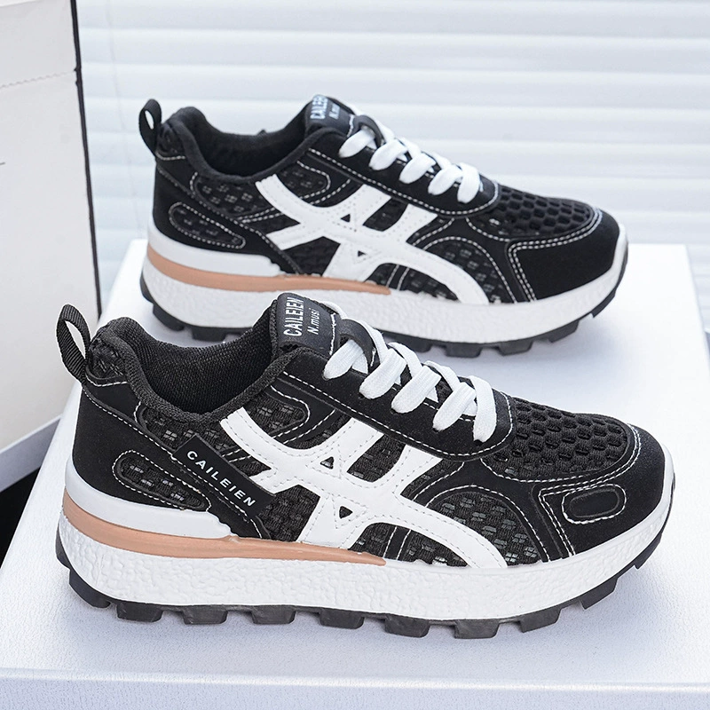 Chaussures compensées pour femme été 2026 mesh respirant montantes baskets casual sport · MOHE China shoe factory