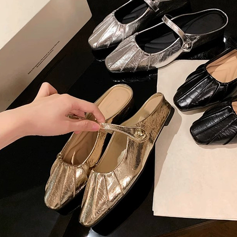 Nouvelles demi-mules Mary Jane à bout carré pour femme, tenue de plage été · MOHE China shoe factory