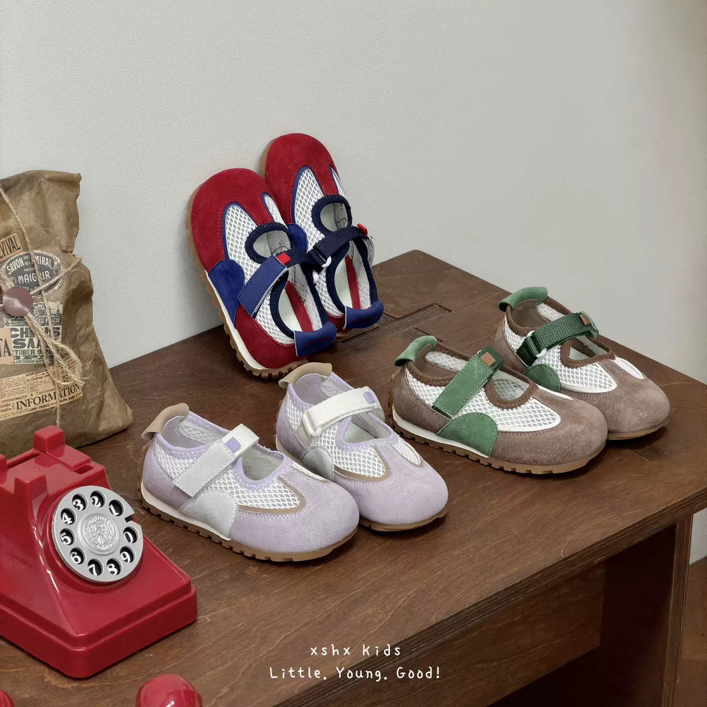 XSHX Chaussures de sport rétro Bauhaus pour enfants, semelle douce, scratch, mesh respirant, fonctionnelles · MOHE China shoe factory