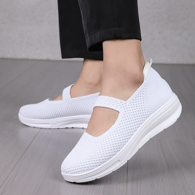 New Women Casual Summer Air Cushion Running Shoes Knit Breathable Slip On Sports Sneakers