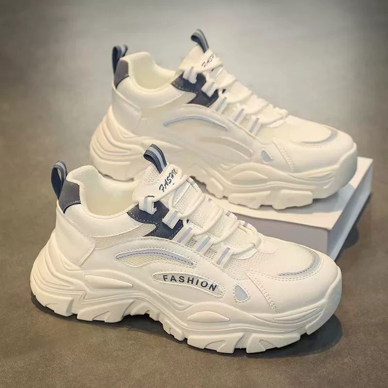 Nouvel hiver 2026 chaussures de course papa blanches en mesh respirant à semelle épaisse pour hommes · MOHE China shoe factory
