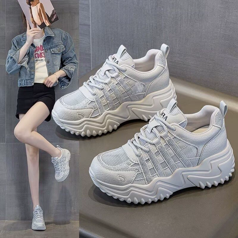 Petite Damensommer Chunky Sneaker atmungsaktives Mesh dicke Sohle lässige Schuhe · MOHE China shoe factory