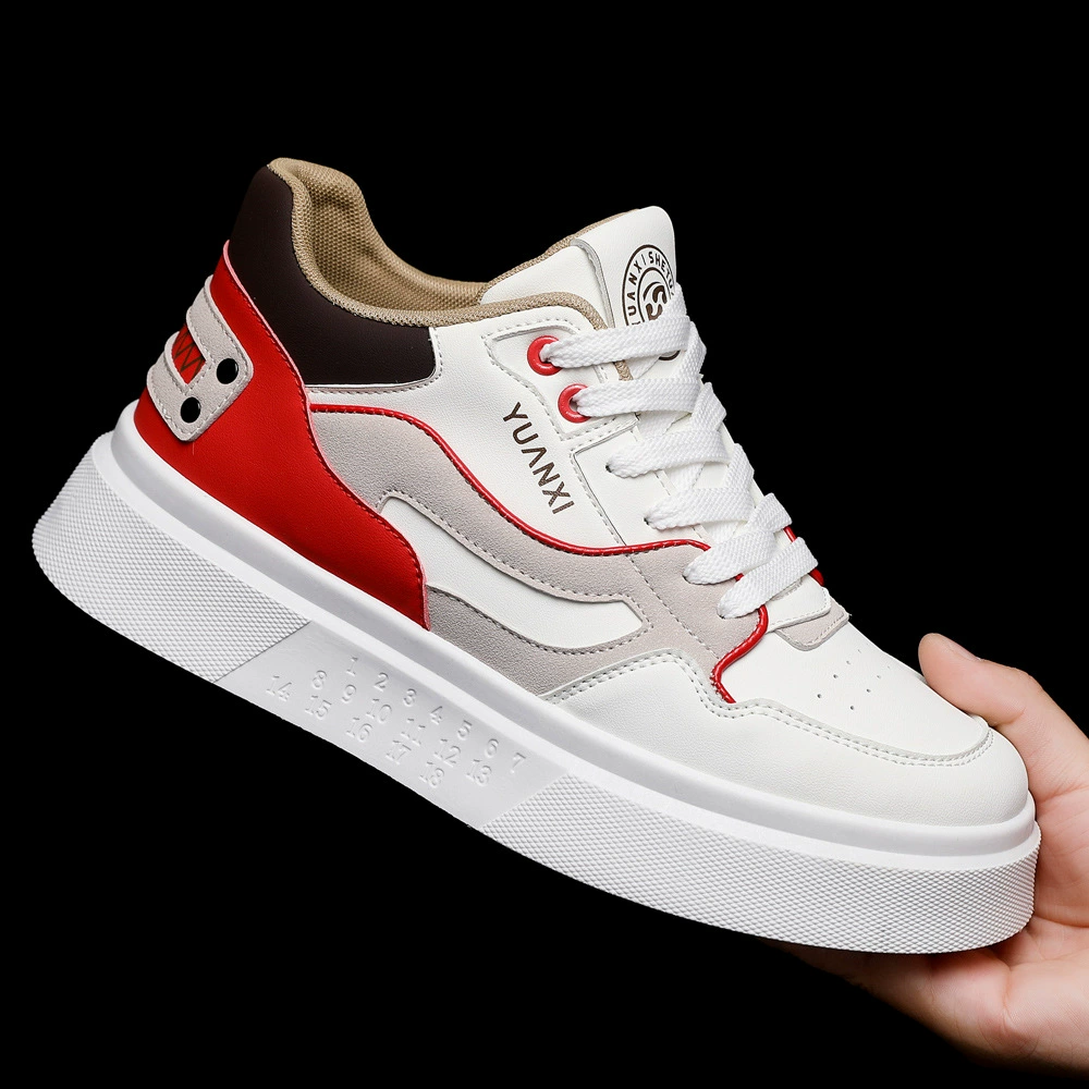 Chaussures bateau en cuir respirant pour homme, semelle épaisse rehaussante, baskets décontractées Automne 2024
