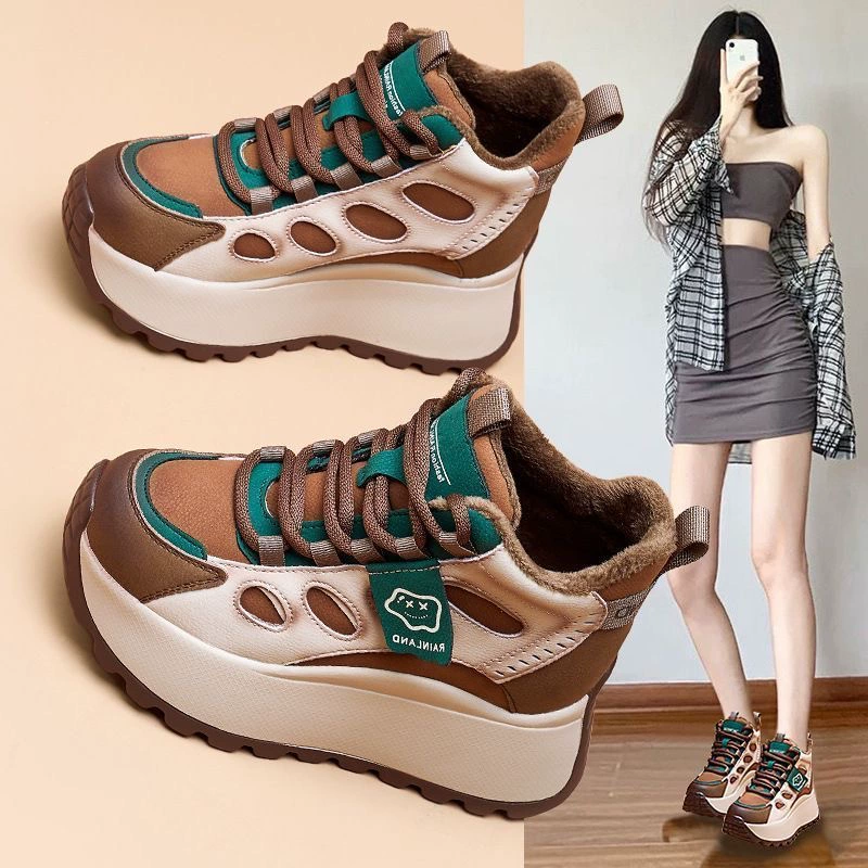 Tênis Chunky Cano Alto Femininos Inverno 2025, Algodão Grosso Quente, Aumento de Altura · MOHE China shoe factory