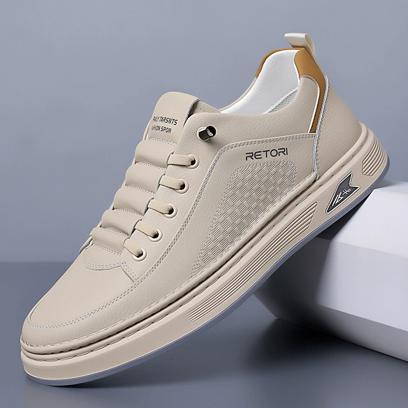 Zapatos de Cuero para Hombre, Transpirables, Casuales, Deportivos, Blancos, Coreanos, Talla EU
