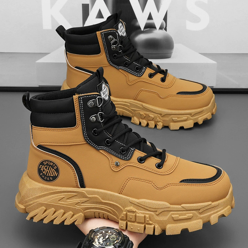 Zapatos para Hombre Otoño 2025 Botas de Trabajo Caña Alta Moda Suela Gruesa Deportivas Aumento de Altura Botas Martin Exterior