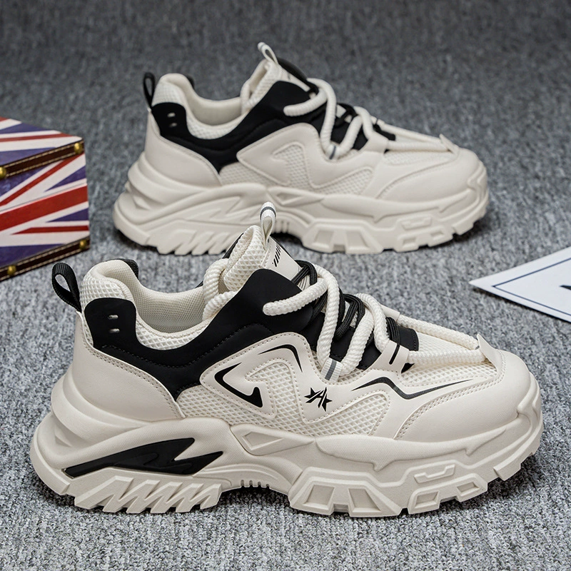 Spring New Thick Sole Height Increase Sports Dad Shoes Trendy 2026 Teen Mesh Breathable