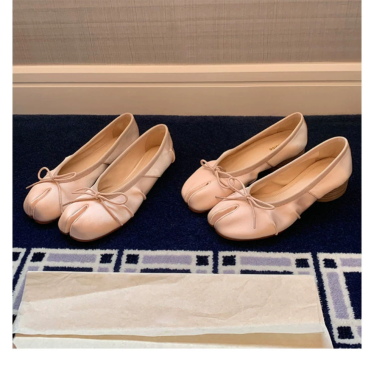 Ballerines Mary Jane en soie plissée à bout fendu, talon 1,5-4,5 cm · MOHE China shoe factory