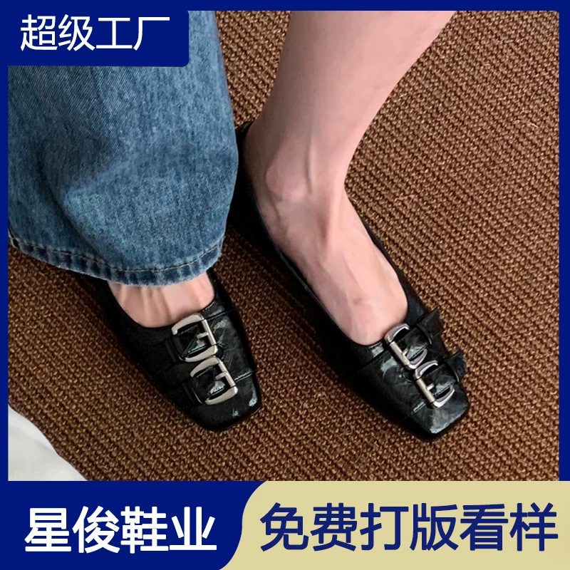 Frühling Französisch Retro Schnalle Ballett Flats für Damen 2026 Neu Büro Casual Flache Mund Schuhe · MOHE China shoe factory