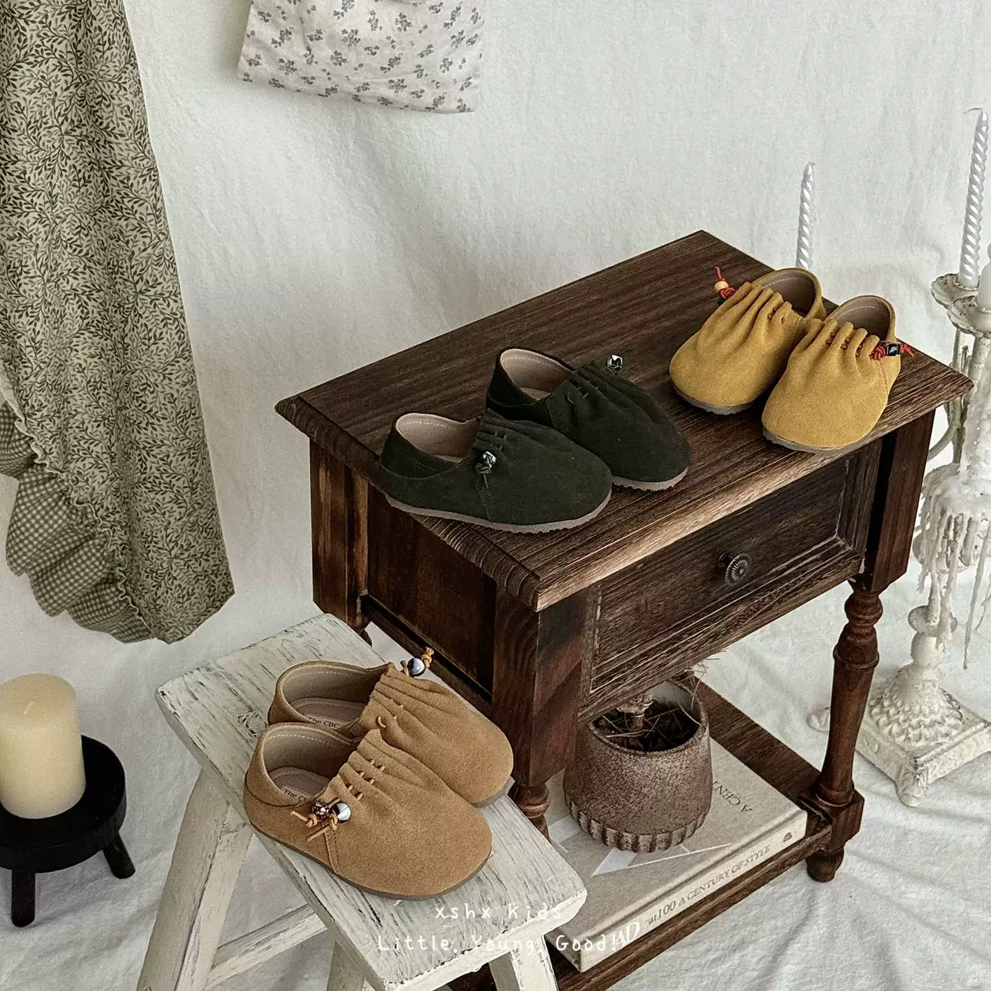 XSHX Chaussures Kangourou Mini Enfants à enfiler Élastique Automne Nouveau Cuir de veau Bout large