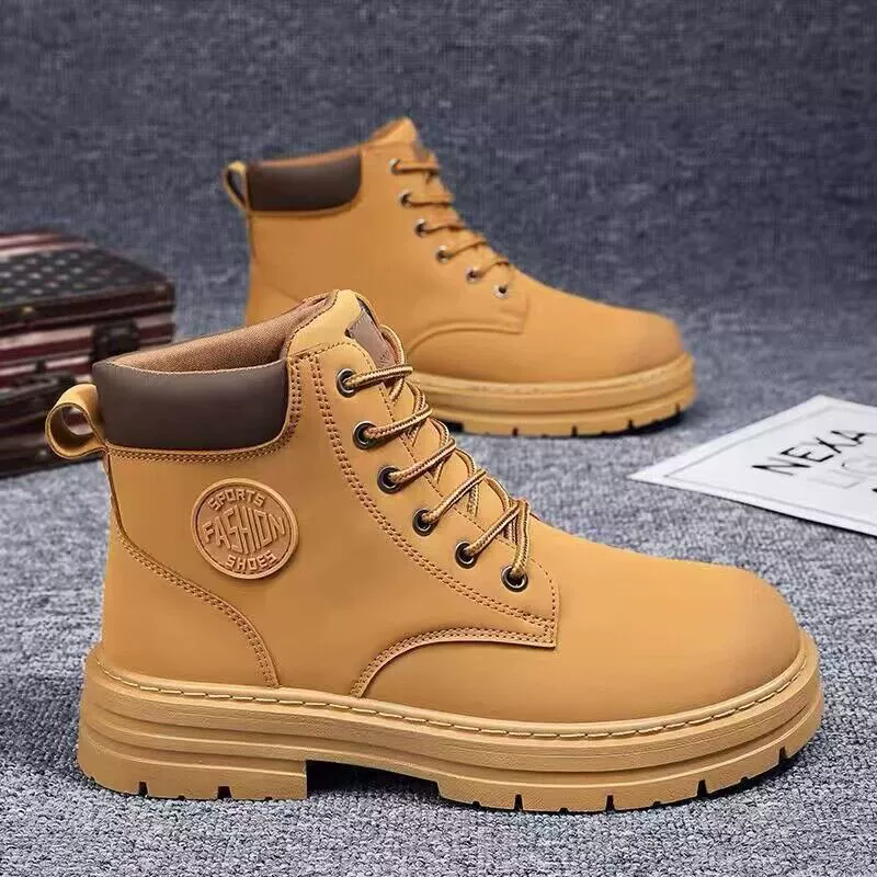 Bottes Martin montantes pour homme, hiver, respirantes, rétro, de travail, semelle épaisse, imperméables
