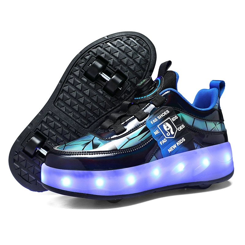 Cross-Border Außenhandel Heelys Mädchen Leuchtschuhe USB Aufladung LED Licht Schuhe Erwachsene Rollschuhe Lager Großhandel