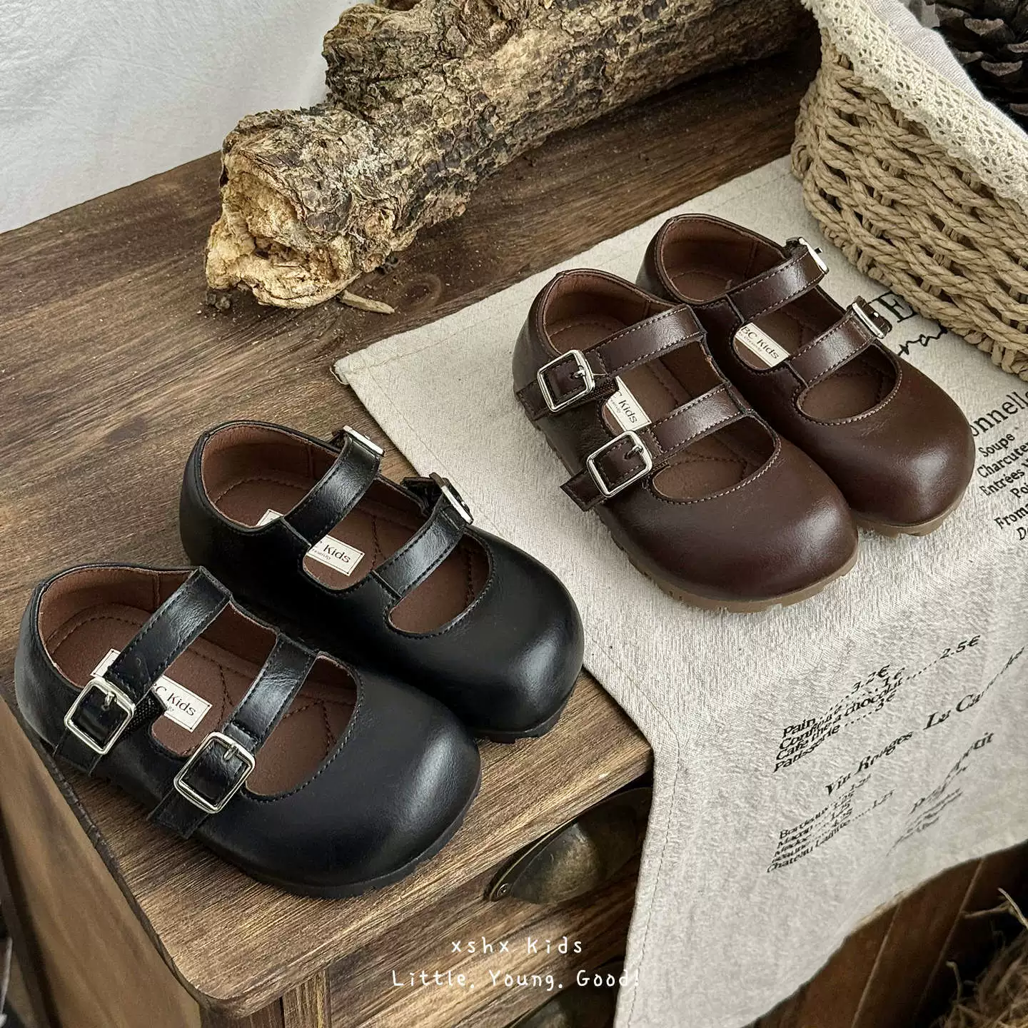 XSHX Mary Jane à double bride, bout rond, pour filles, printemps-été, semelle caoutchouc, simple coréen · MOHE China shoe factory