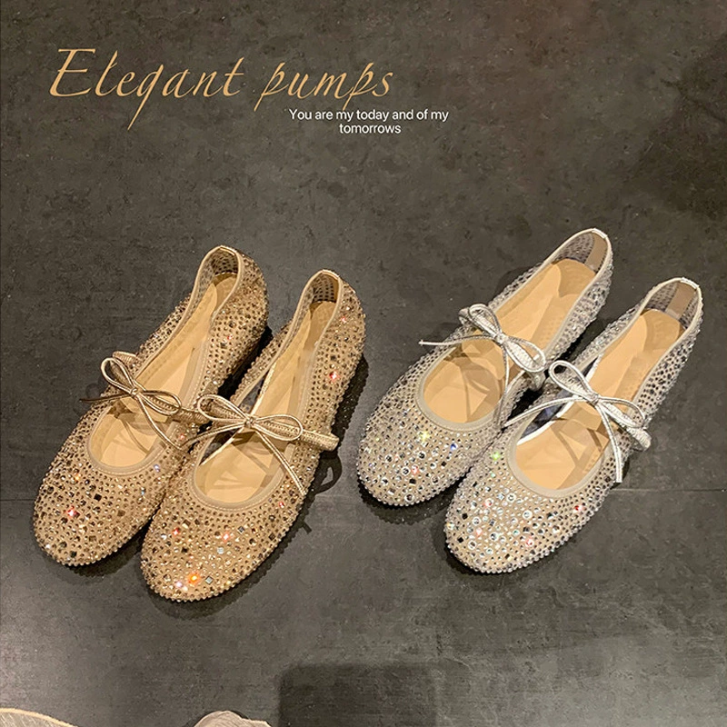Starlight ballet 3.5cm caché wedge cristal mesh Mary Jane chaussures femmes soirée · MOHE China shoe factory