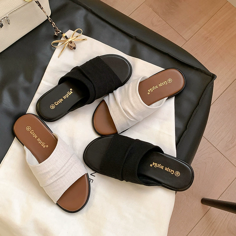 Sandales Plates Rétro Plage Bangkok pour Femme, Mules Confortables Extérieur Été