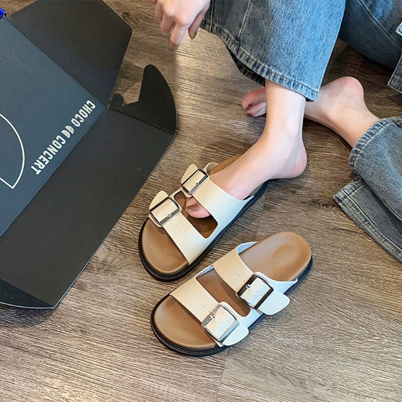 Sandalias Birkenstock con doble hebilla, suela gruesa, retro para verano
