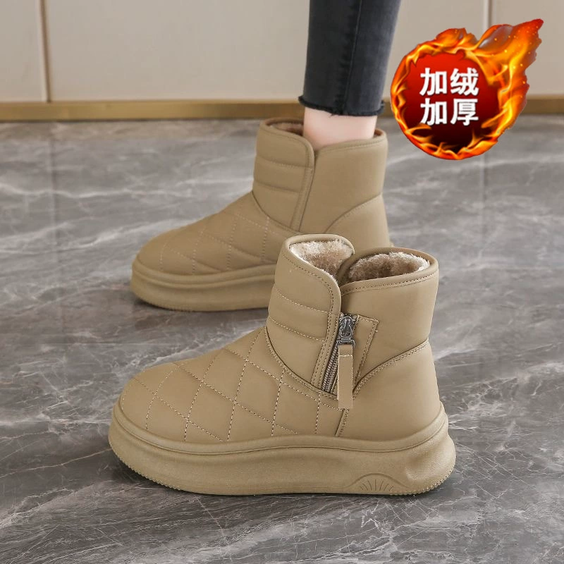 Winter Fur-Lined Snow Boots for Women 2025 New, Thick Warm Cotton, Platform Casual Cotton Shoes