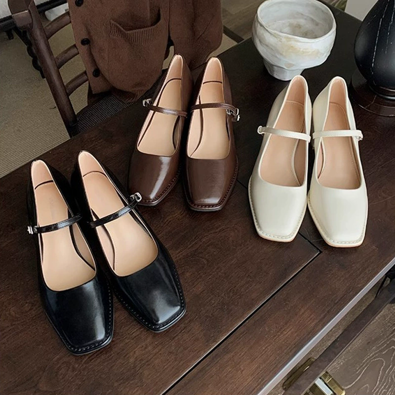 Nouvelles chaussures Mary Jane à talon bloc, bout carré pour femme