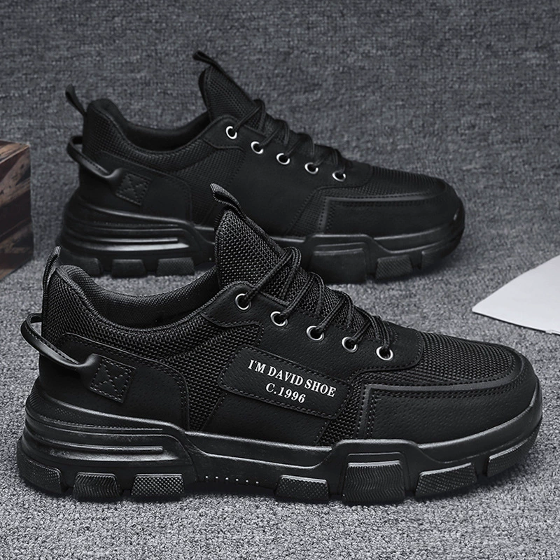 Zapatos de trabajo impermeables antideslizantes para hombre Invierno Transpirables Casuales Zapatillas negras de tablero