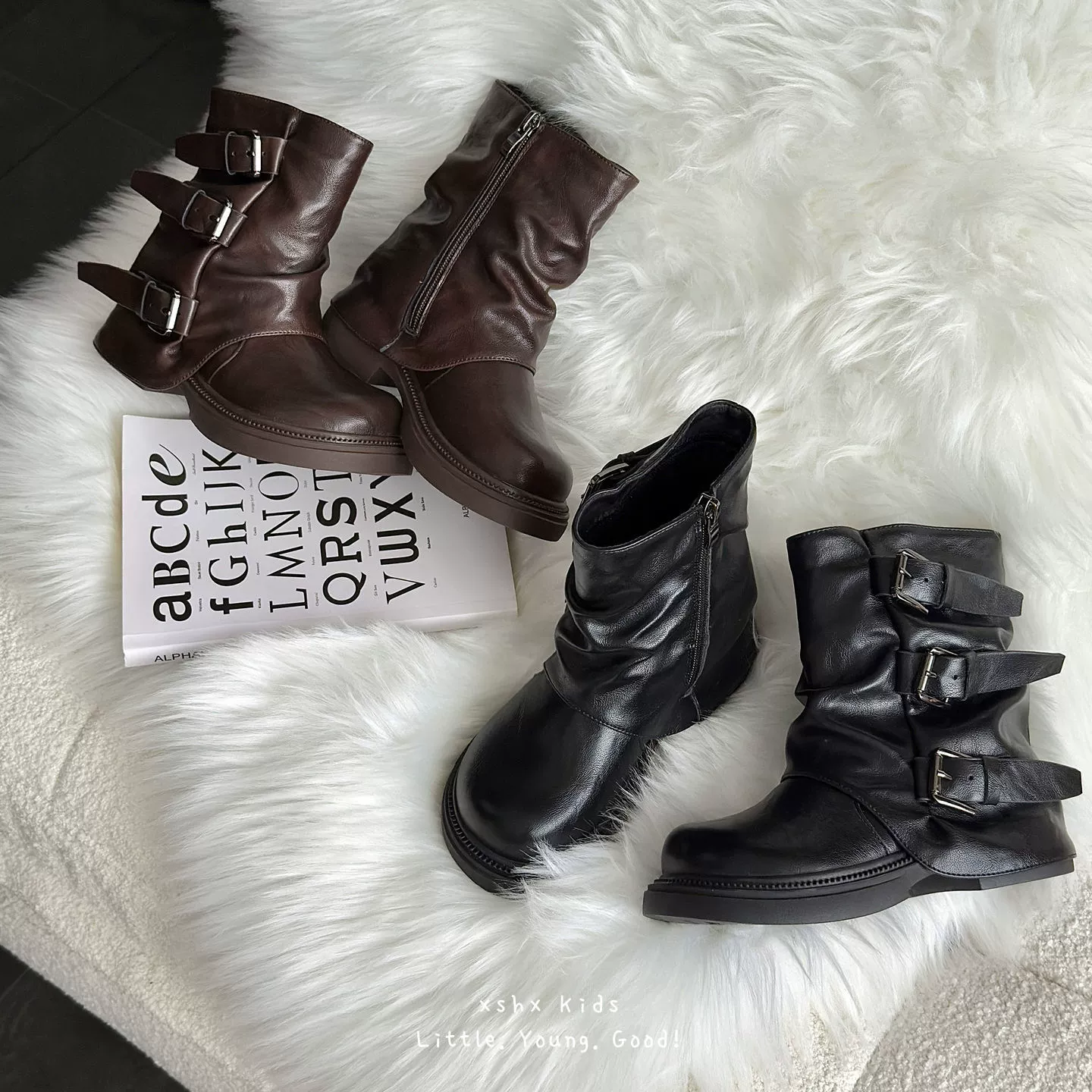 XSHX American Stack Chaussures Filles Lazy Niche Martin Bottes Fermeture latérale Hautes Rétro Semelle Caoutchouc · MOHE China shoe factory