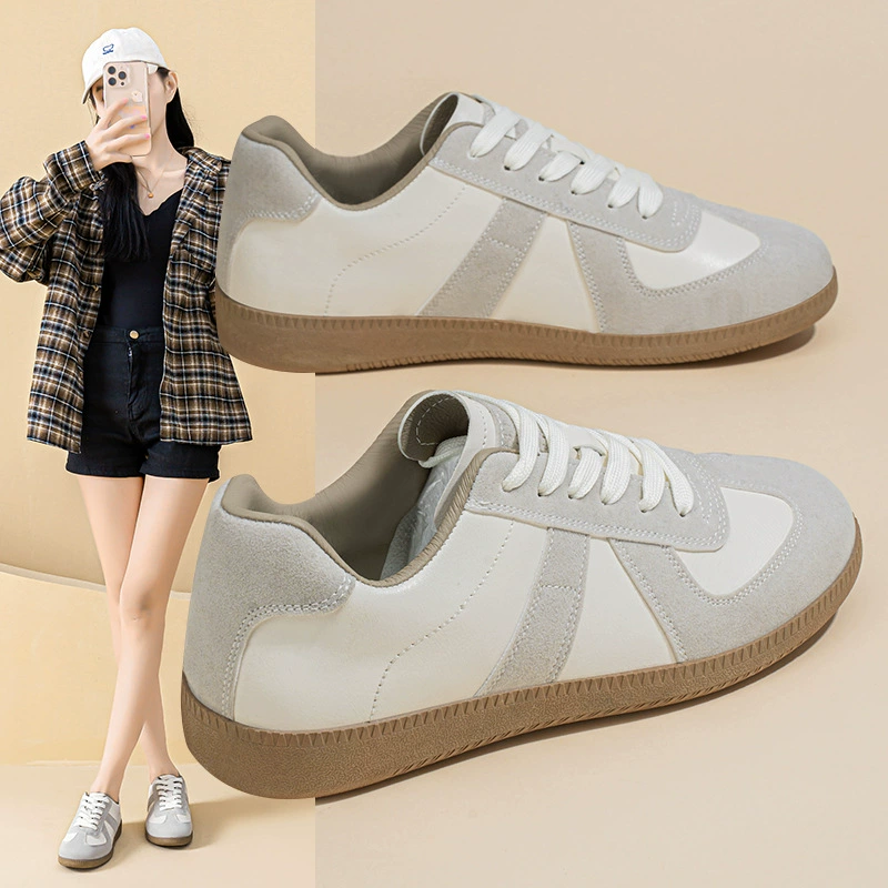 Chaussures blanches German Trainer femme printemps été 2025, sneakers décontractées à semelle plate D02