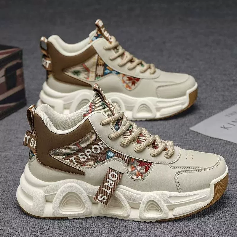 2026 Frühling Neu High Top atmungsaktiv lässige Herrenschuhe Teenager Laufen dicke Sohle rutschfest Dad Shoes