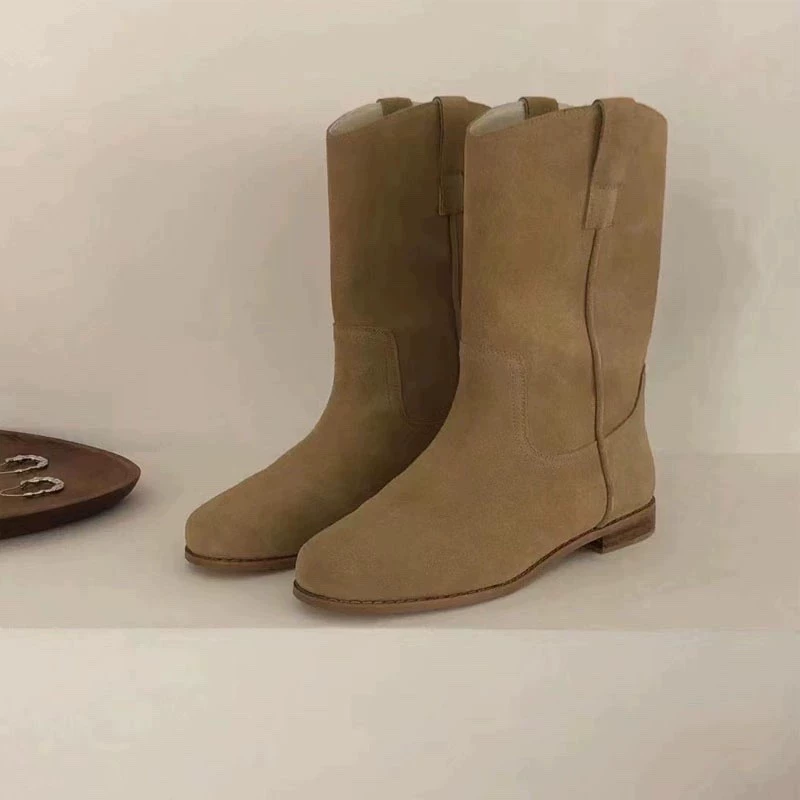 Zhao Lusi Gleicher Stil Western Cowboy Boots Damen Wildleder Kurze Stiefel Martin Boots HOWUS 2025