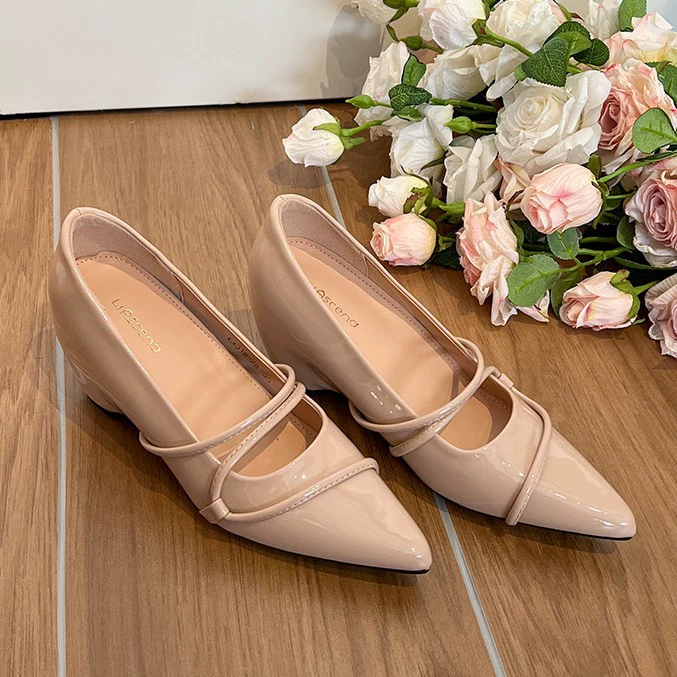 Mary Jane Francesa de Ballet con Aumento de 9cm para Mujer, Puntera Afilada con Cuña para Oficina · MOHE China shoe factory