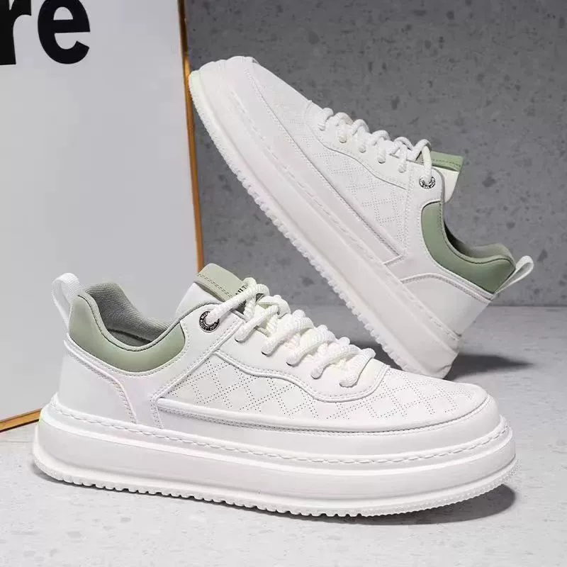 Zapatos casuales blancos ligeros y transpirables para hombre, primavera-invierno, zapatillas skate de suela gruesa