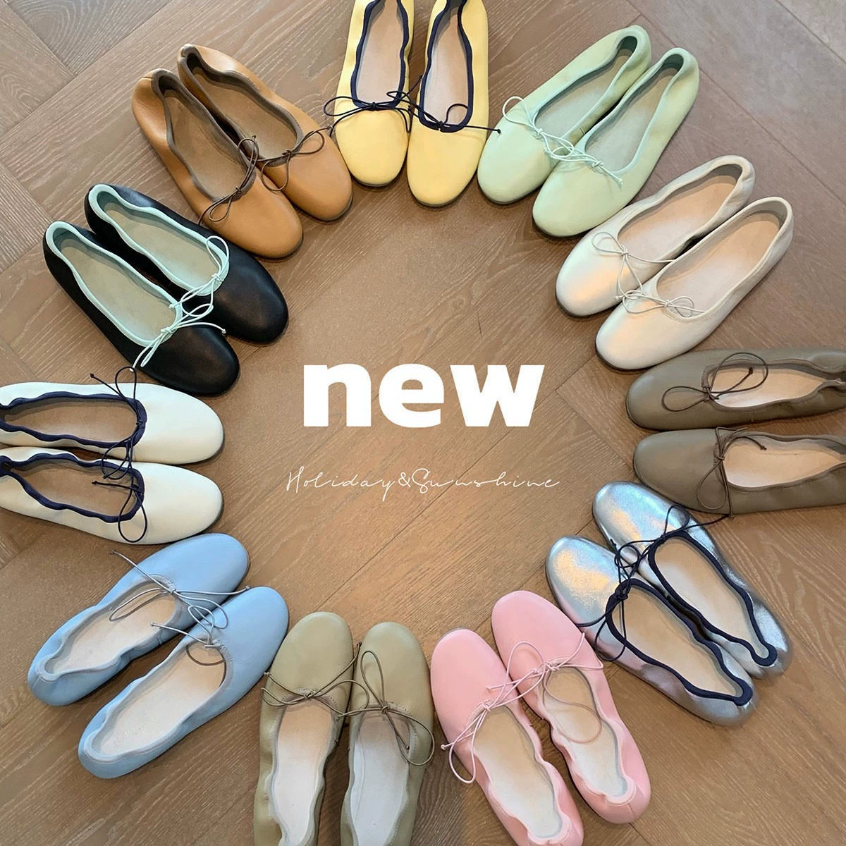 Ballerines Dopamine pour Femme, Cuir Souple, Nœud, Bout Carré pour Printemps 2026 · MOHE China shoe factory