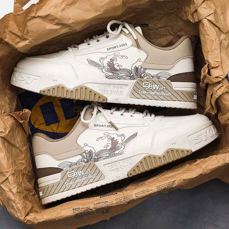 Chaussures de skate homme printemps/automne 2026 blanches chunky, baskets rétro décontractées, montantes · MOHE China shoe factory