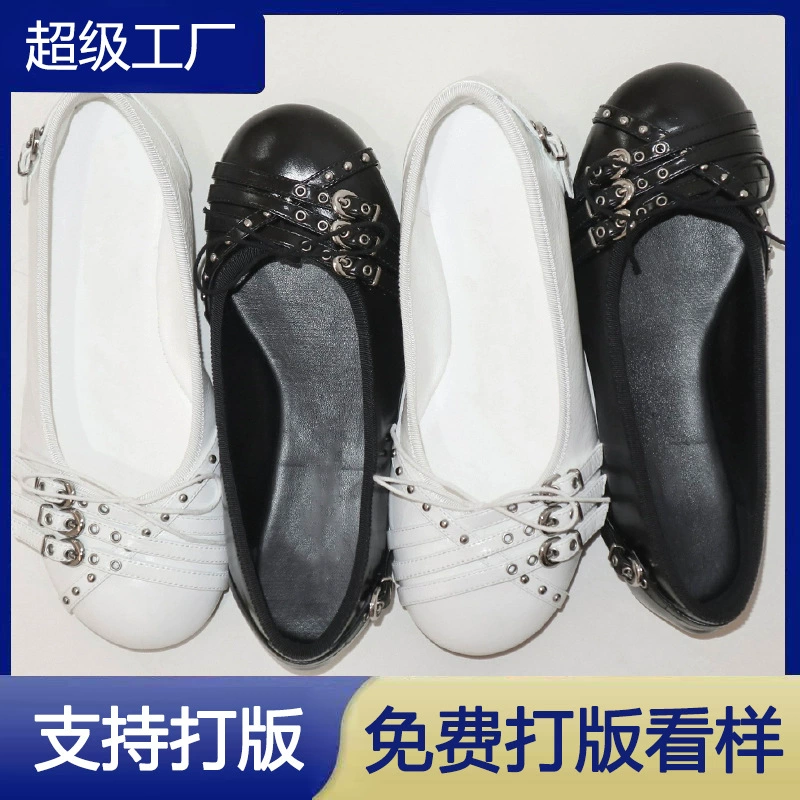 Zapatos ballet punk mariposa 2025 mujer vintage hebilla plana boca poco profunda