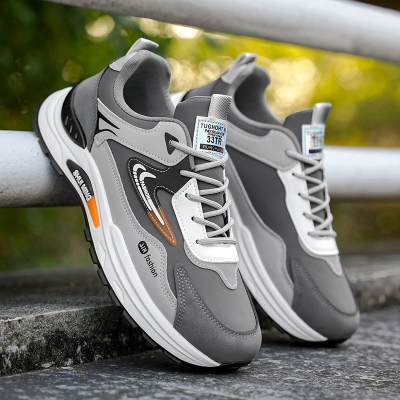 Men's Spring Leather Waterproof Sport Shoes Slip Resistant Durable Fashion Casual Anti Odor Soft Sole