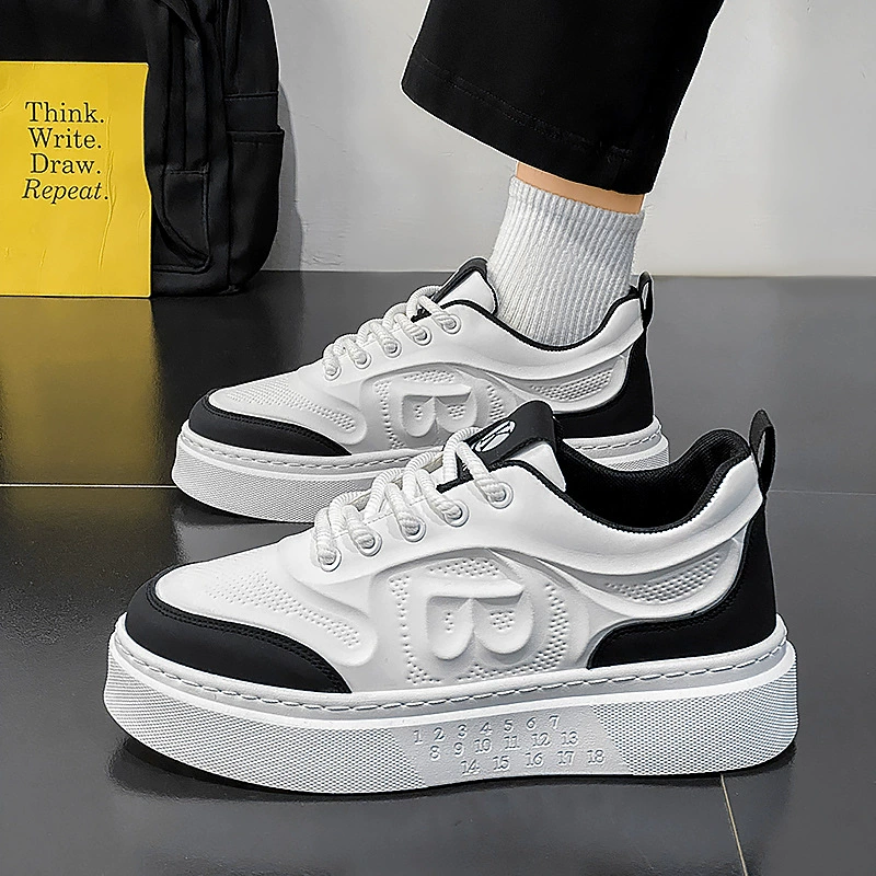 Zapatos Blancos para Hombre, Suela Gruesa, Deportivos, Casuales, Talla EU