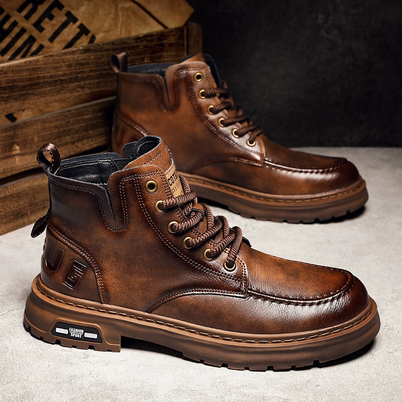 Botas Martin de Alta Calidad para Hombre Ligeras con Aumento de Altura Moda Coreana Otoño Invierno