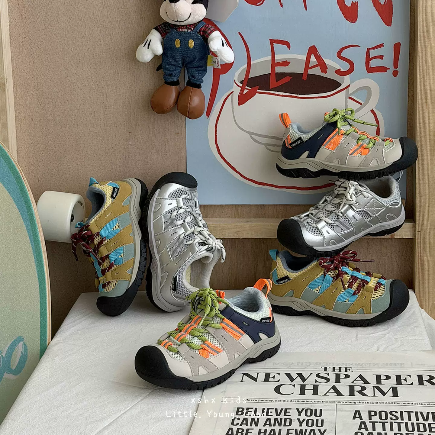 XSHX Kinder Wander-Sneaker mit Zehenkappe, Klettverschluss, atmungsaktives Mesh für den Sommer · MOHE China shoe factory