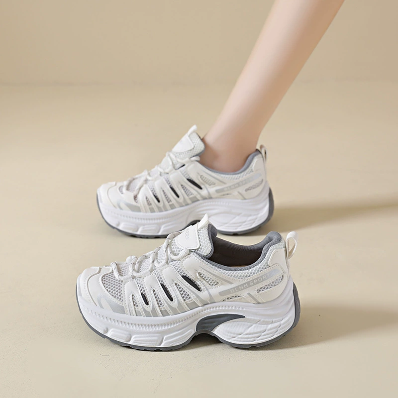 Zapatillas Chunky para mujer 2026, malla transpirable, estilo coreano, petite, suela gruesa, aumento de altura, zapatos casuales