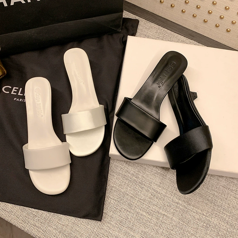 Sandalias de tacón kitten con tobillera de seda, simples y elegantes, verano
