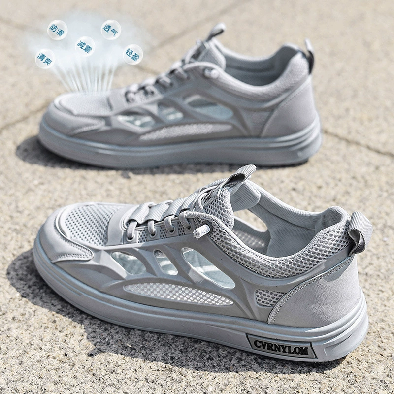 Men's Casual Board Shoes 2026 Summer New Outdoor Mesh Hollow Breathable Sandals Fashion Lightweight Casual