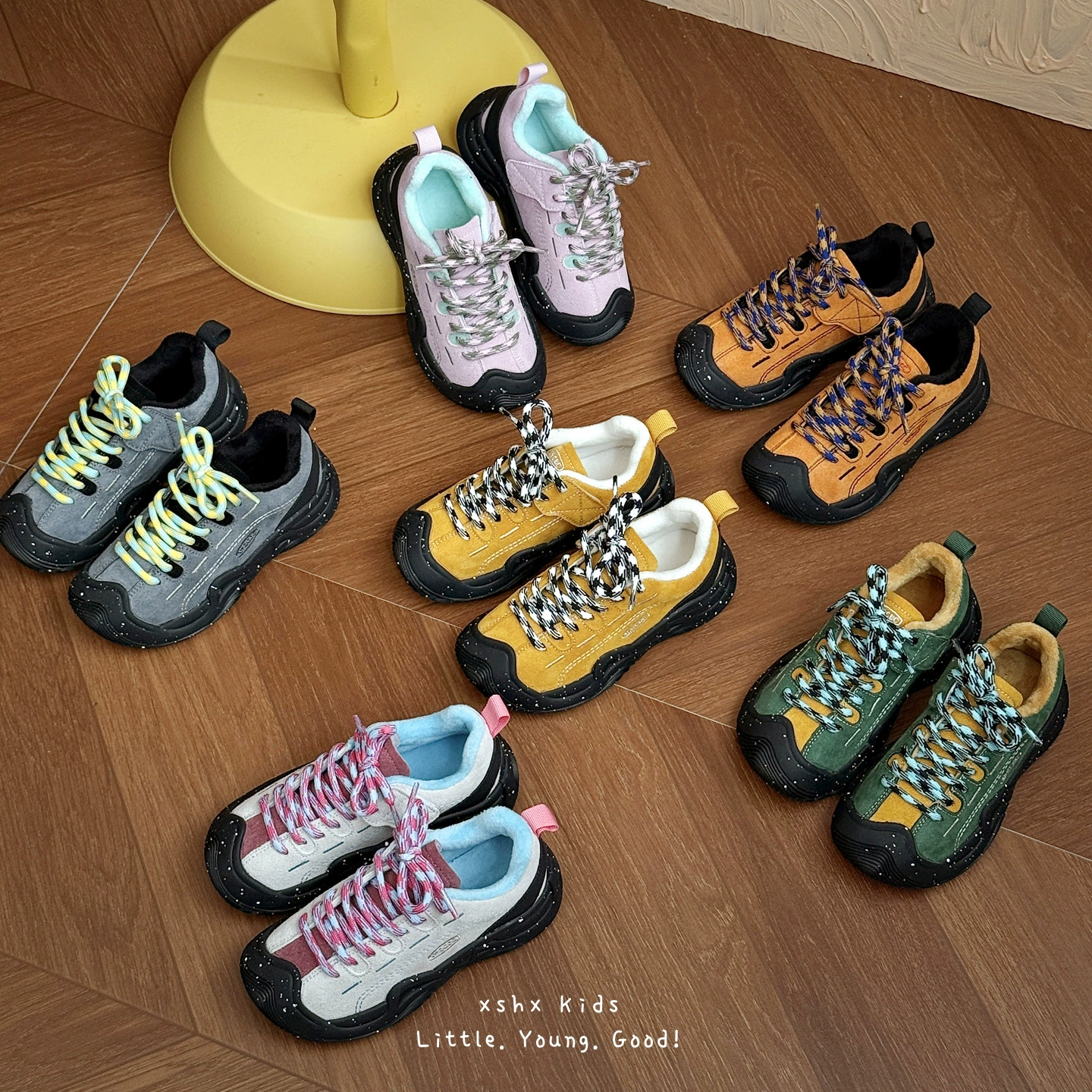 XSHX Sapatos ao Ar Livre Infantis, Unissex, Outono Inverno, Camurça, Velcro, Leves, Borracha · MOHE China shoe factory