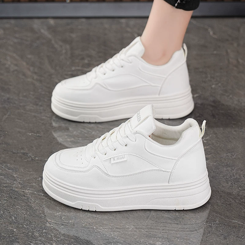 Zapatos Deportivos Casual Suela Plataforma Gruesa Aumento de Altura Mujer 2025 Otoño Modernos Blancos tipo Dad