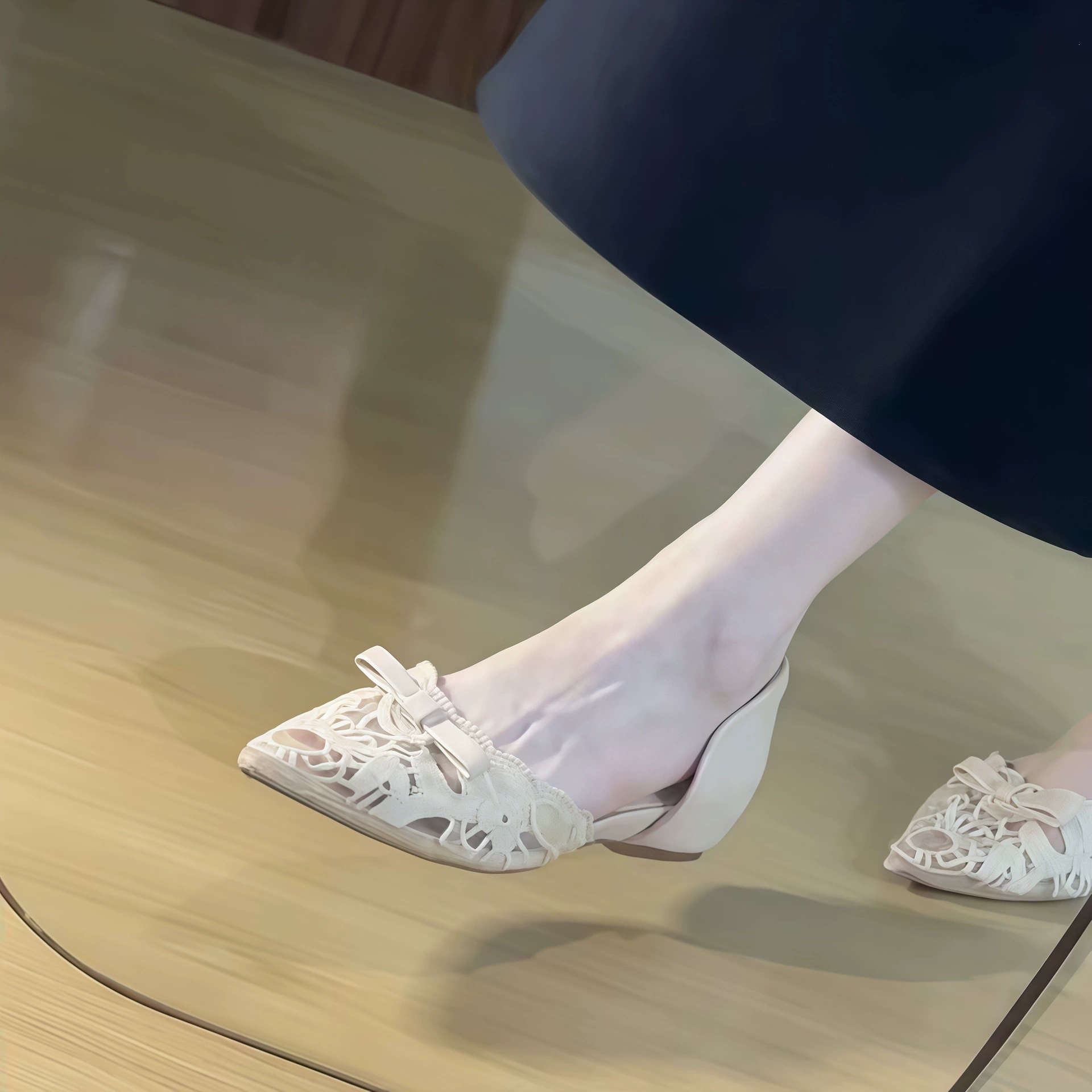 Chuyuji Chaussures à Talon Caché 4cm, Lacé Côté, Femme Printemps 2026, Bout Pointu · MOHE China shoe factory