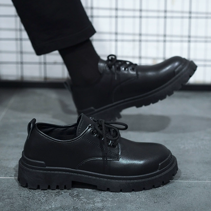 Bottes Martin printemps homme chaussures en cuir noir style britannique décontracté chic