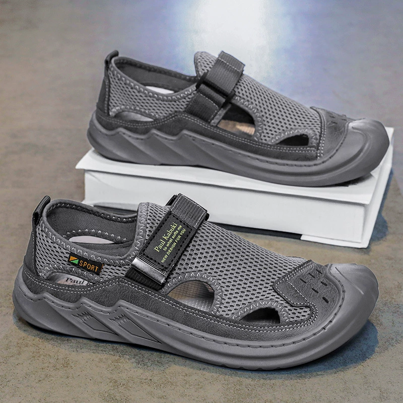 Men's Sandals 2026 Summer New, Genuine Leather Mesh Breathable Soft Sole Clogs
