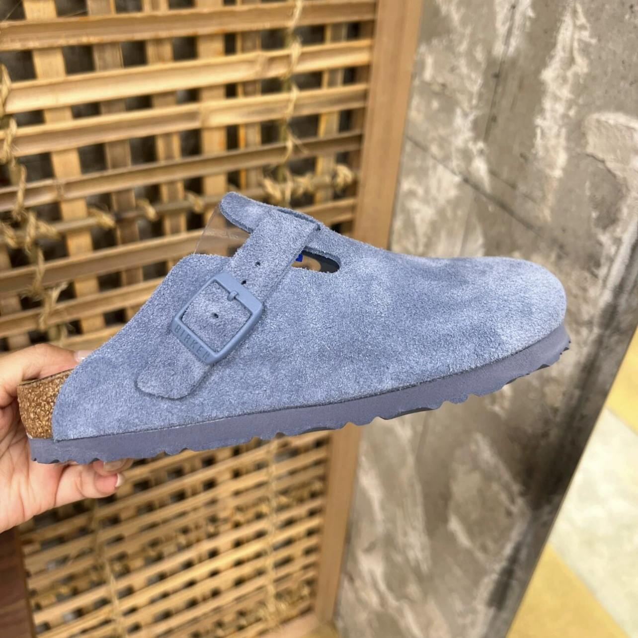 Damen 2025 Neue Vintage Misty Blue Birkenstock Zehenbedeckte Sandalen, Korksohle Slip-On · MOHE China shoe factory