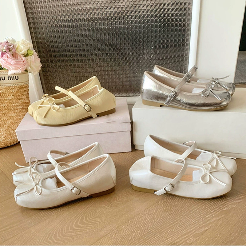 Chaussures Mary Jane femme été 2026 5cm compensé caché ballet bout rond nœud · MOHE China shoe factory